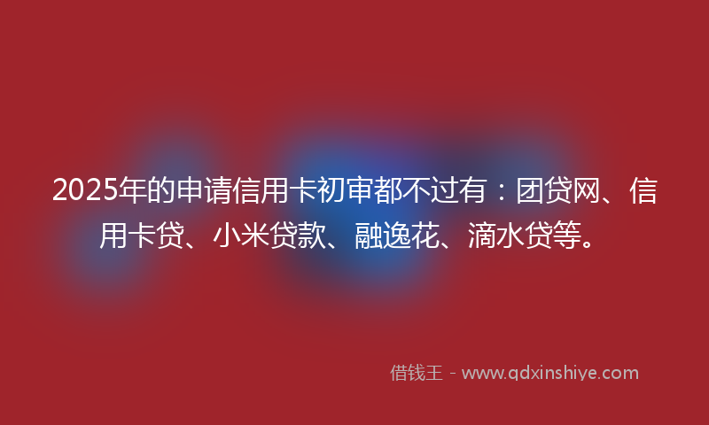 2025年的申请信用卡初审都不过有：团贷网、信用卡贷、小米贷款、融逸花、滴水贷等。
