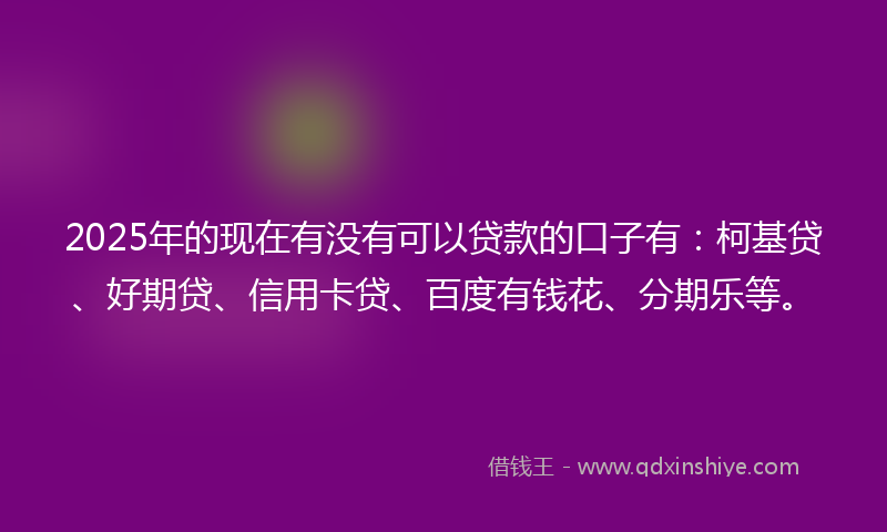 2025年的现在有没有可以贷款的口子有：柯基贷、好期贷、信用卡贷、百度有钱花、分期乐等。