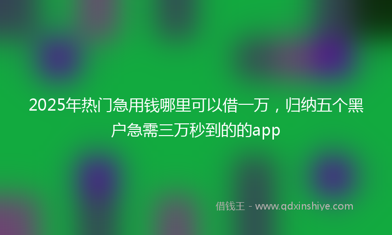 2025年热门急用钱哪里可以借一万，归纳五个黑户急需三万秒到的的app