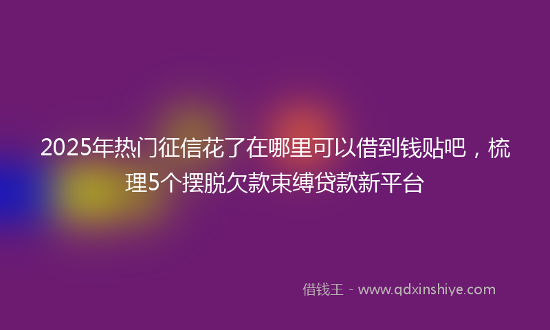 2025年热门征信花了在哪里可以借到钱贴吧，梳理5个摆脱欠款束缚贷款新平台