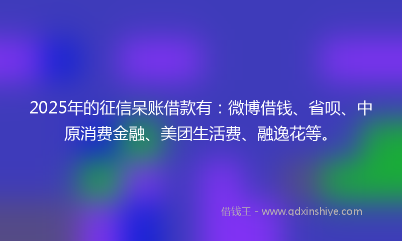 2025年的征信呆账借款有：微博借钱、省呗、中原消费金融、美团生活费、融逸花等。