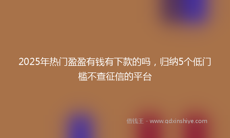 2025年热门盈盈有钱有下款的吗，归纳5个低门槛不查征信的平台