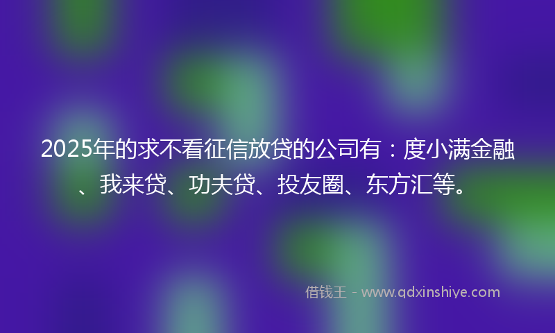 2025年的求不看征信放贷的公司有：度小满金融、我来贷、功夫贷、投友圈、东方汇等。