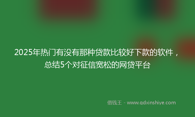 2025年热门有没有那种贷款比较好下款的软件，总结5个对征信宽松的网贷平台