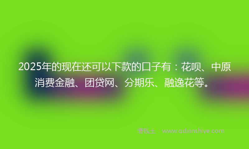 2025年的现在还可以下款的口子有：花呗、中原消费金融、团贷网、分期乐、融逸花等。