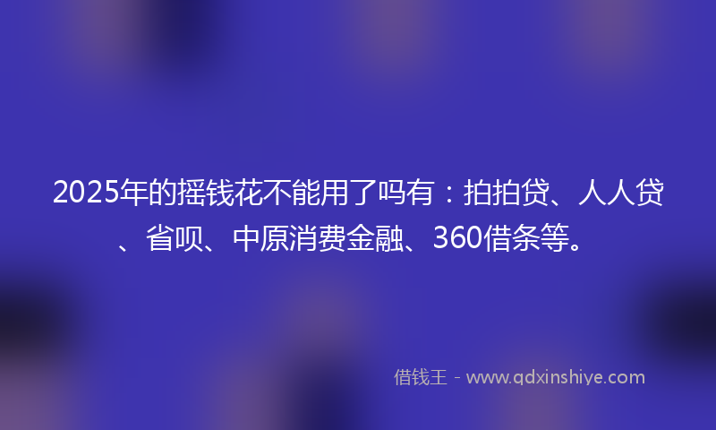 2025年的摇钱花不能用了吗有：拍拍贷、人人贷、省呗、中原消费金融、360借条等。
