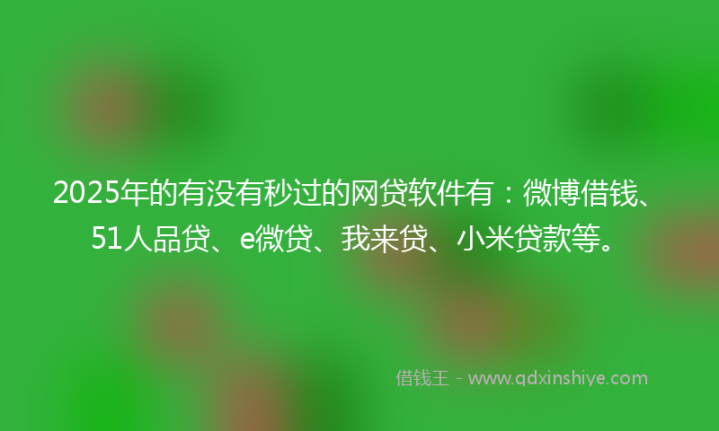 2025年的有没有秒过的网贷软件有：微博借钱、51人品贷、e微贷、我来贷、小米贷款等。