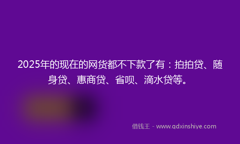 2025年的现在的网货都不下款了有：拍拍贷、随身贷、惠商贷、省呗、滴水贷等。