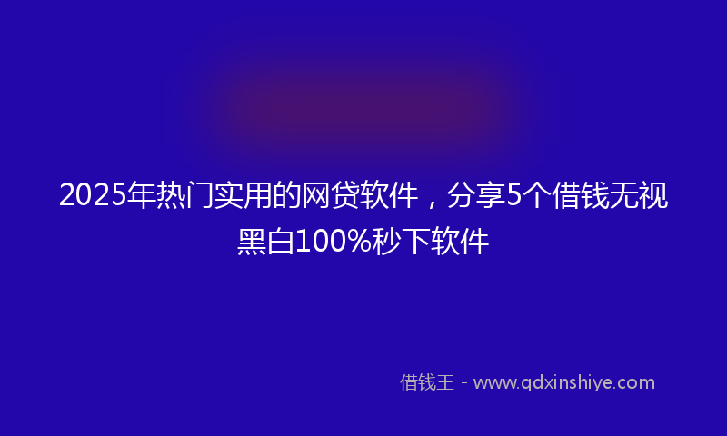 2025年热门实用的网贷软件，分享5个借钱无视黑白100%秒下软件