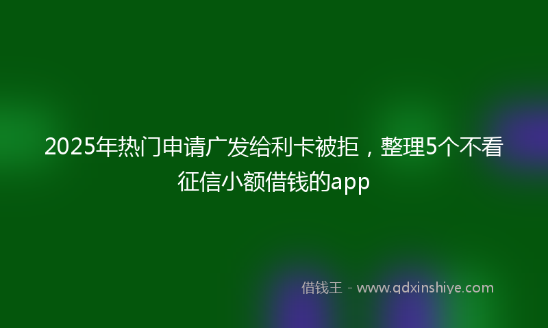 2025年热门申请广发给利卡被拒，整理5个不看征信小额借钱的app