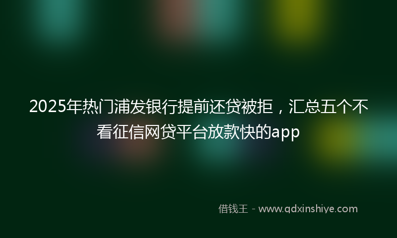 2025年热门浦发银行提前还贷被拒，汇总五个不看征信网贷平台放款快的app