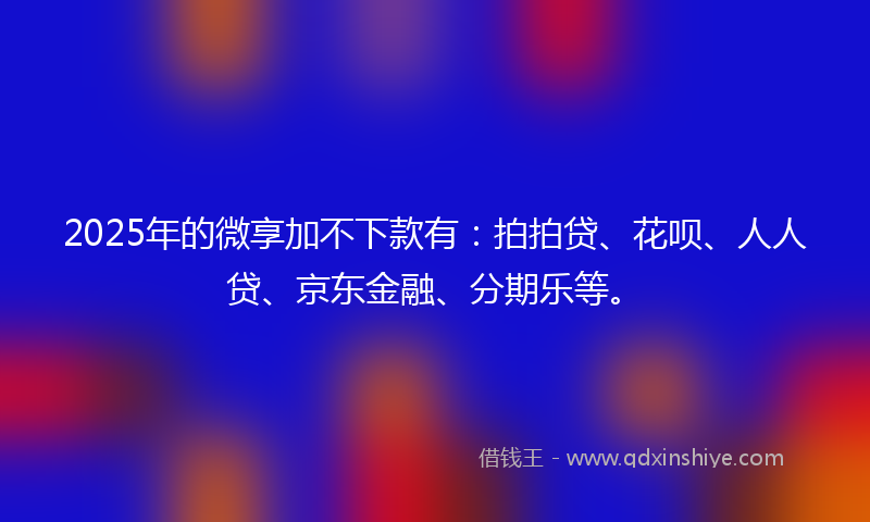 2025年的微享加不下款有：拍拍贷、花呗、人人贷、京东金融、分期乐等。