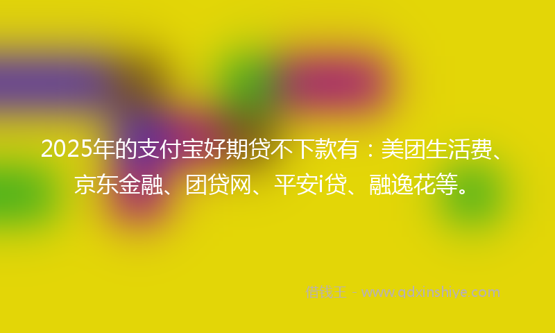 2025年的支付宝好期贷不下款有：美团生活费、京东金融、团贷网、平安i贷、融逸花等。