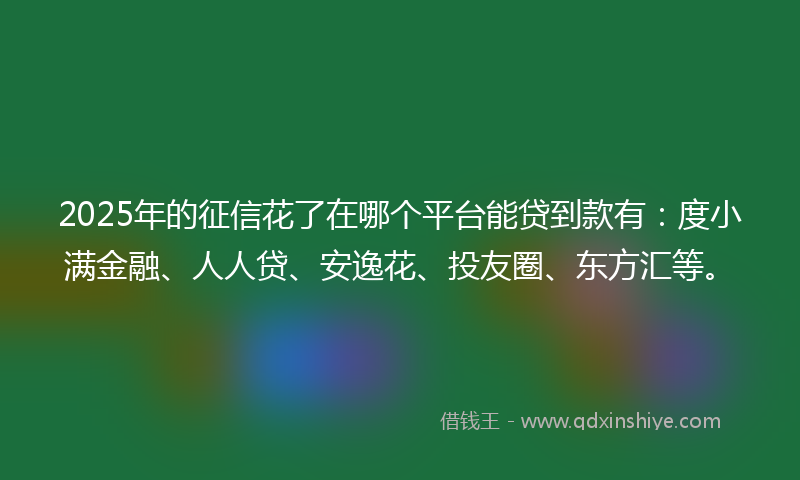 2025年的征信花了在哪个平台能贷到款有：度小满金融、人人贷、安逸花、投友圈、东方汇等。
