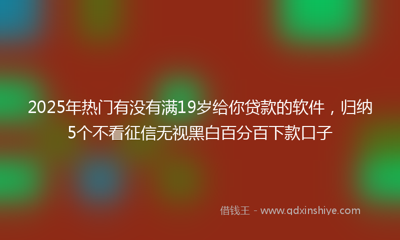 2025年热门有没有满19岁给你贷款的软件，归纳5个不看征信无视黑白百分百下款口子
