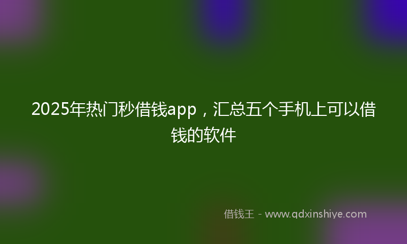 2025年热门秒借钱app，汇总五个手机上可以借钱的软件