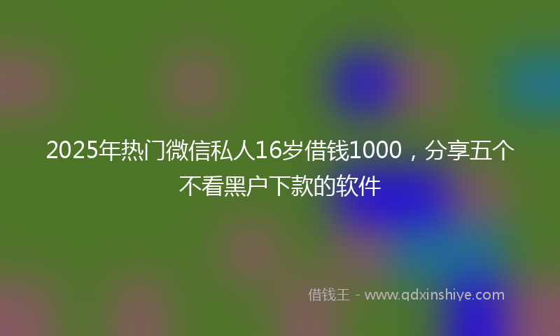 2025年热门微信私人16岁借钱1000，分享五个不看黑户下款的软件