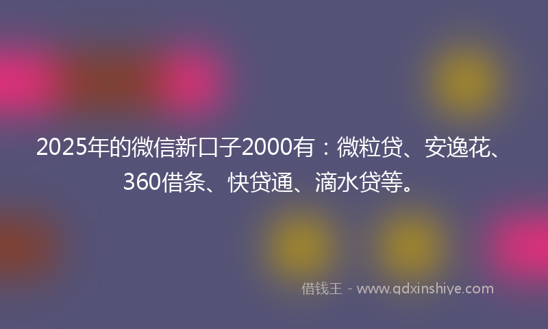 2025年的微信新口子2000有：微粒贷、安逸花、360借条、快贷通、滴水贷等。