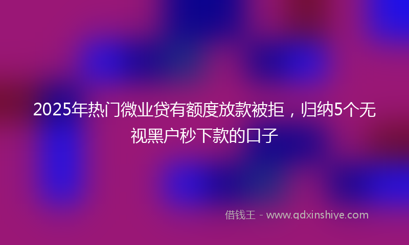 2025年热门微业贷有额度放款被拒，归纳5个无视黑户秒下款的口子