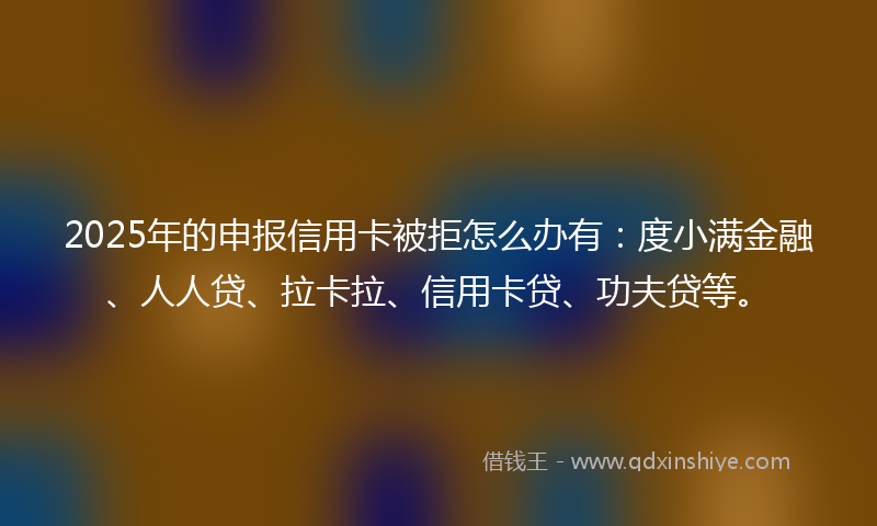 2025年的申报信用卡被拒怎么办有：度小满金融、人人贷、拉卡拉、信用卡贷、功夫贷等。