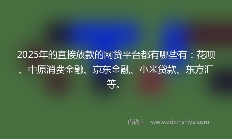 2025年的直接放款的网贷平台都有哪些有：花呗、中原消费金融、京东金融、小米贷款、东方汇等。
