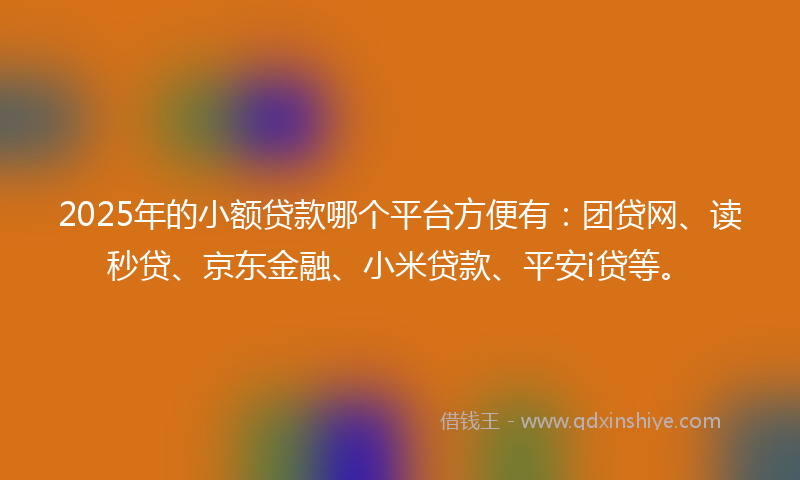 2025年的小额贷款哪个平台方便有：团贷网、读秒贷、京东金融、小米贷款、平安i贷等。