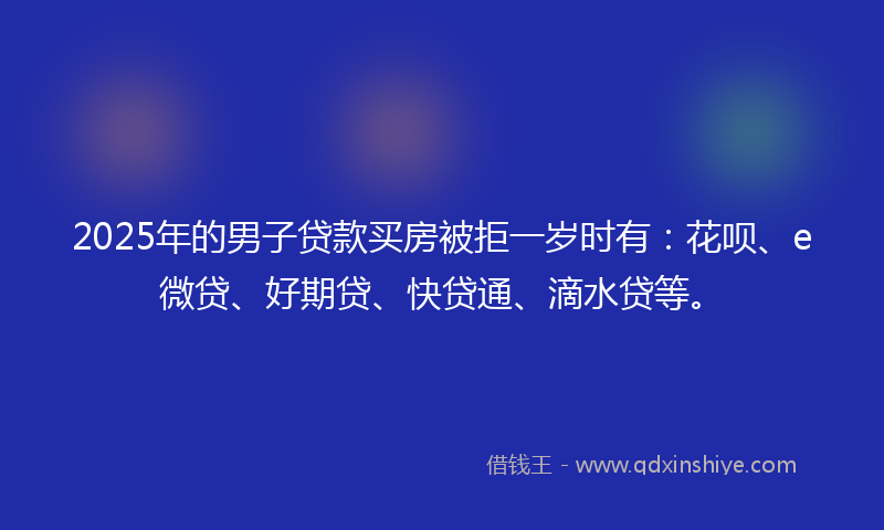 2025年的男子贷款买房被拒一岁时有：花呗、e微贷、好期贷、快贷通、滴水贷等。