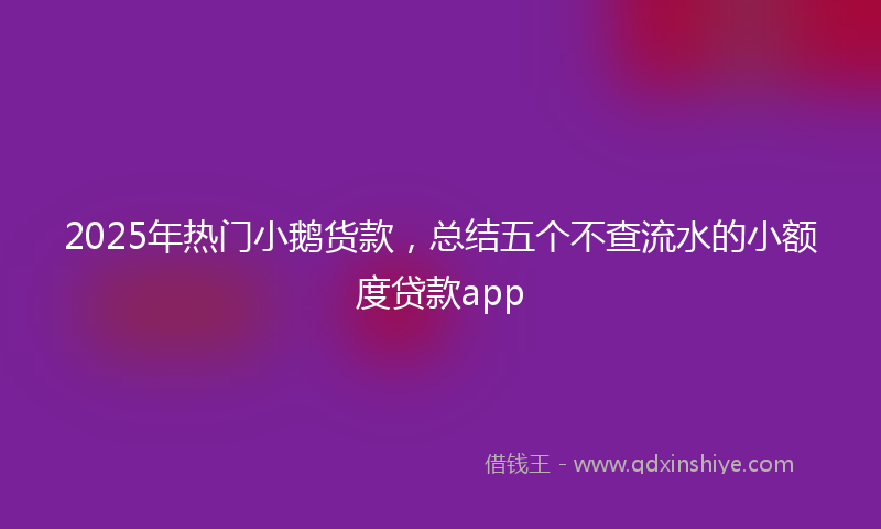 2025年热门小鹅货款，总结五个不查流水的小额度贷款app