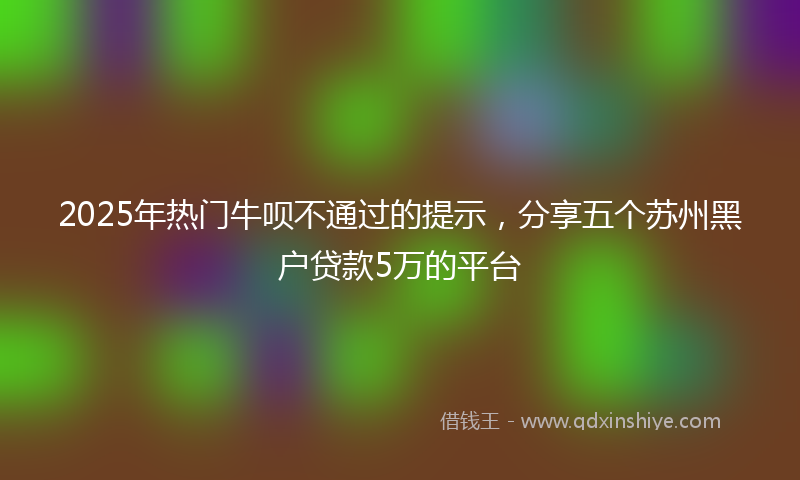 2025年热门牛呗不通过的提示，分享五个苏州黑户贷款5万的平台