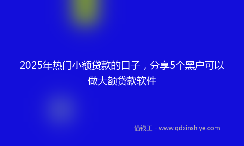 2025年热门小额贷款的口子，分享5个黑户可以做大额贷款软件