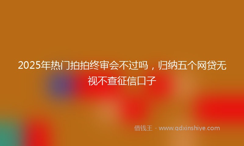 2025年热门拍拍终审会不过吗，归纳五个网贷无视不查征信口子