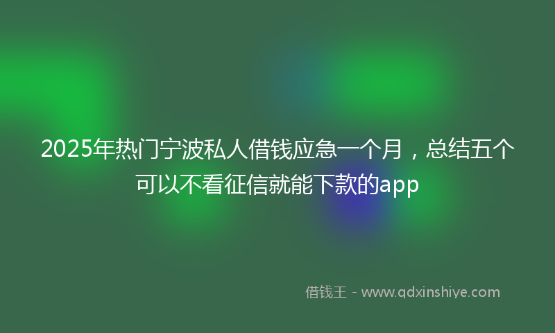 2025年热门宁波私人借钱应急一个月，总结五个可以不看征信就能下款的app