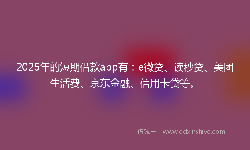 2025年的短期借款app有：e微贷、读秒贷、美团生活费、京东金融、信用卡贷等。