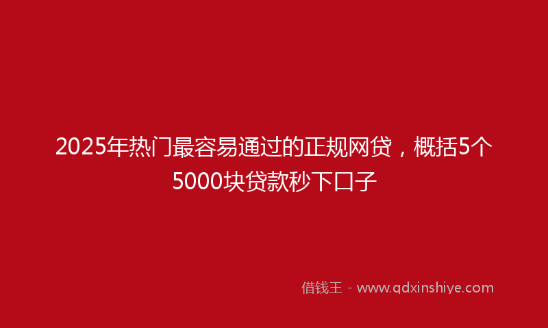 2025年热门最容易通过的正规网贷，概括5个5000块贷款秒下口子
