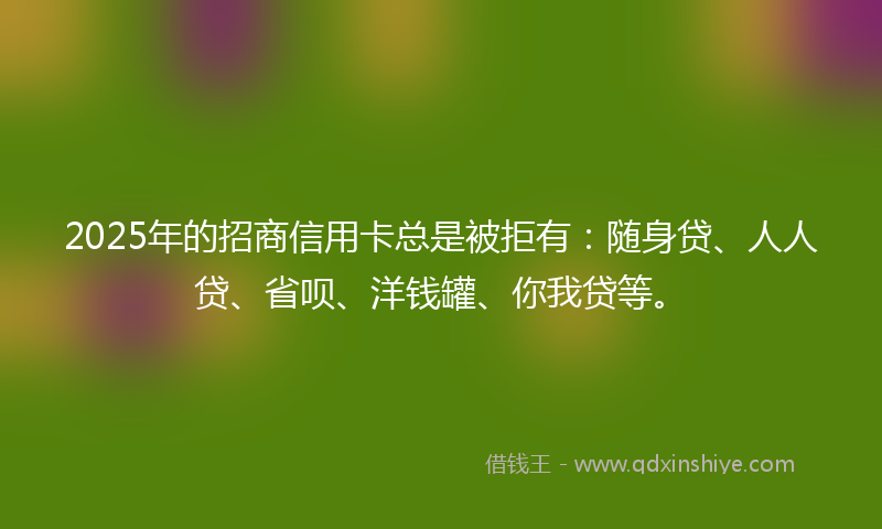 2025年的招商信用卡总是被拒有：随身贷、人人贷、省呗、洋钱罐、你我贷等。