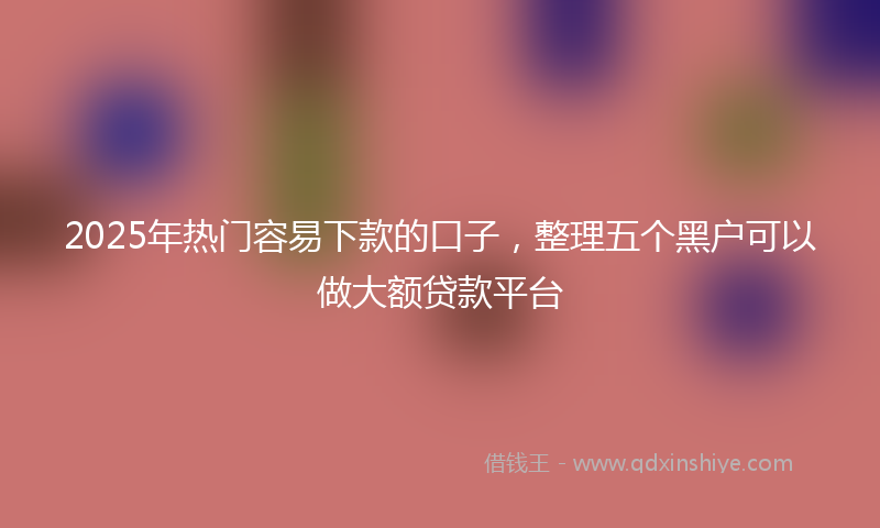 2025年热门容易下款的口子，整理五个黑户可以做大额贷款平台