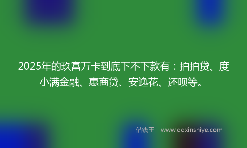 2025年的玖富万卡到底下不下款有：拍拍贷、度小满金融、惠商贷、安逸花、还呗等。
