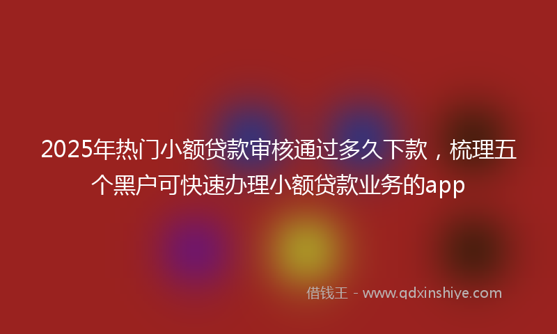 2025年热门小额贷款审核通过多久下款，梳理五个黑户可快速办理小额贷款业务的app