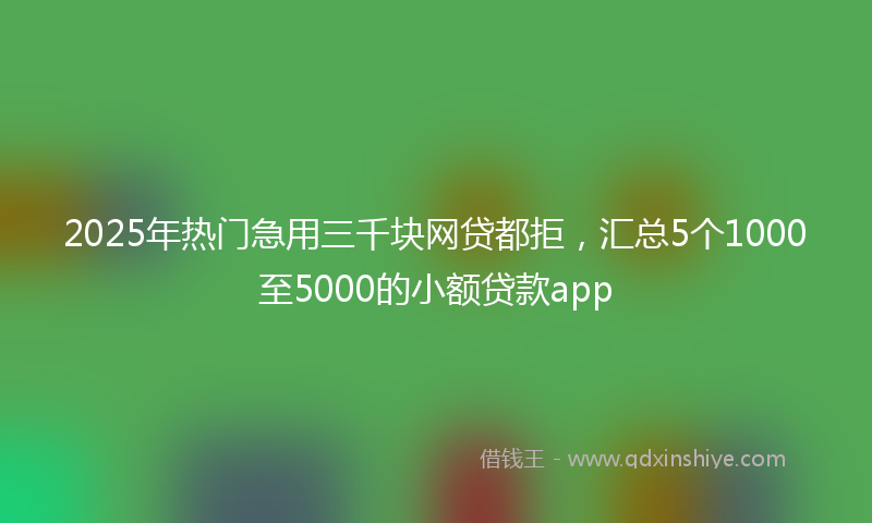 2025年热门急用三千块网贷都拒，汇总5个1000至5000的小额贷款app