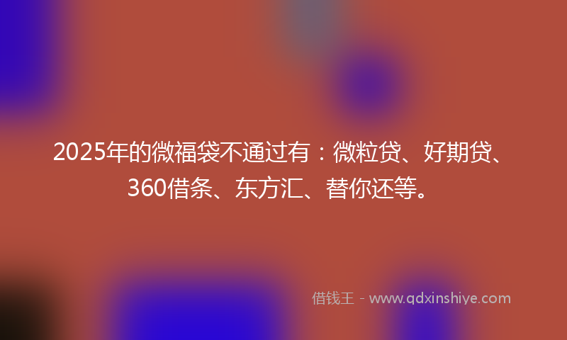 2025年的微福袋不通过有：微粒贷、好期贷、360借条、东方汇、替你还等。