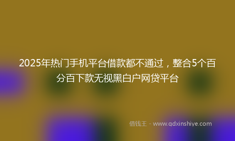 2025年热门手机平台借款都不通过，整合5个百分百下款无视黑白户网贷平台