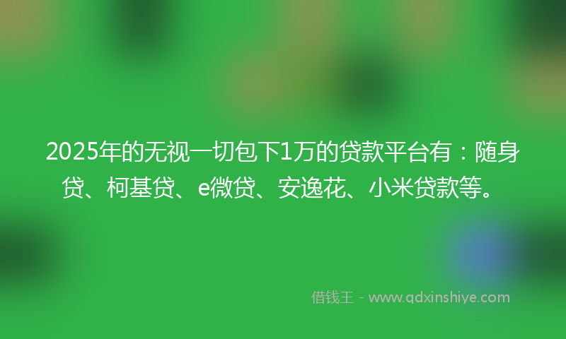 2025年的无视一切包下1万的贷款平台有：随身贷、柯基贷、e微贷、安逸花、小米贷款等。