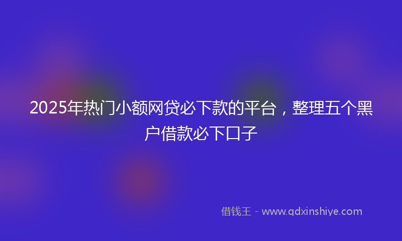 2025年热门小额网贷必下款的平台，整理五个黑户借款必下口子