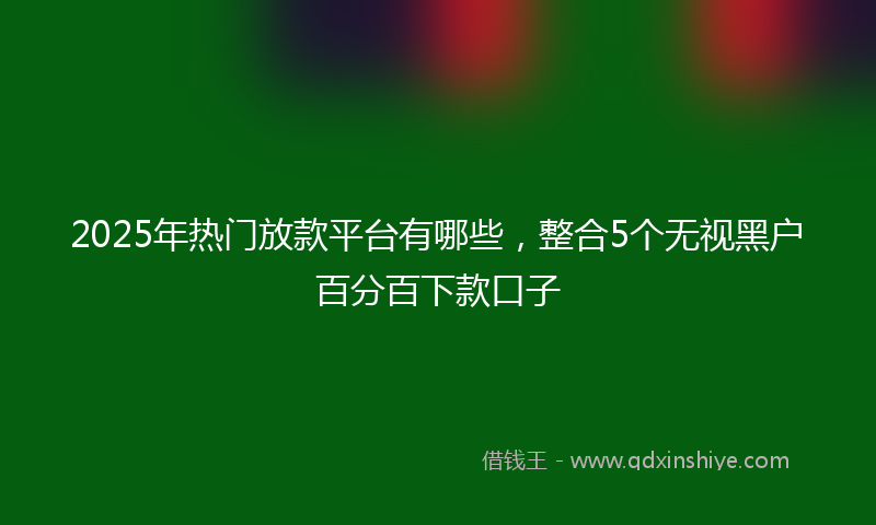 2025年热门放款平台有哪些，整合5个无视黑户百分百下款口子