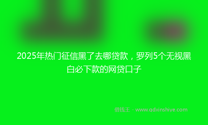 2025年热门征信黑了去哪贷款，罗列5个无视黑白必下款的网贷口子