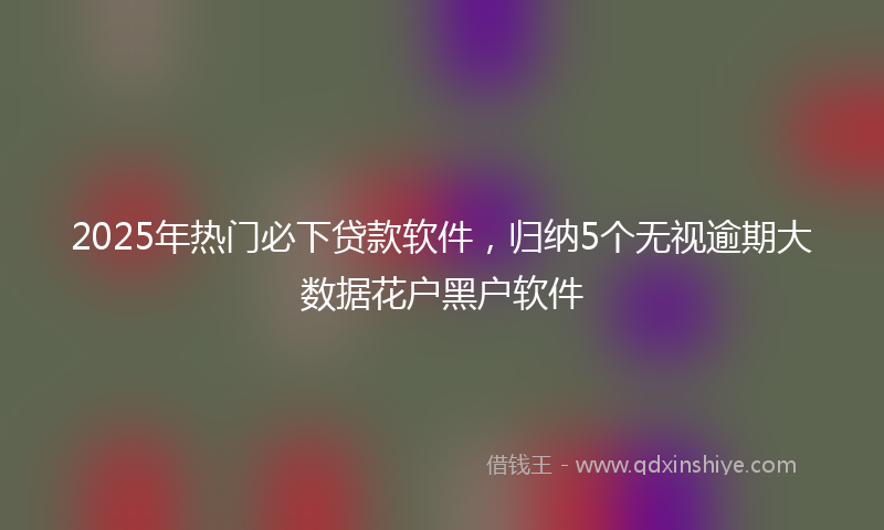 2025年热门必下贷款软件，归纳5个无视逾期大数据花户黑户软件