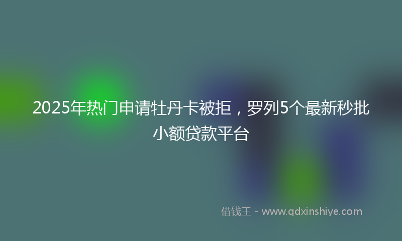 2025年热门申请牡丹卡被拒，罗列5个最新秒批小额贷款平台