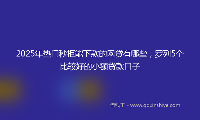 2025年热门秒拒能下款的网贷有哪些，罗列5个比较好的小额贷款口子