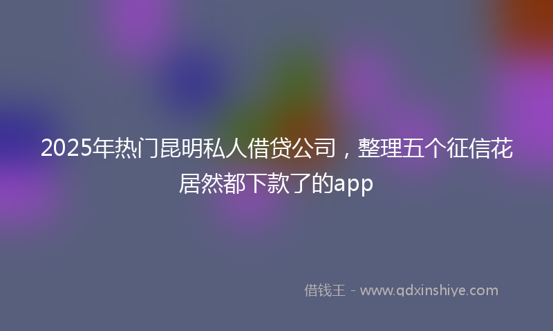 2025年热门昆明私人借贷公司，整理五个征信花居然都下款了的app