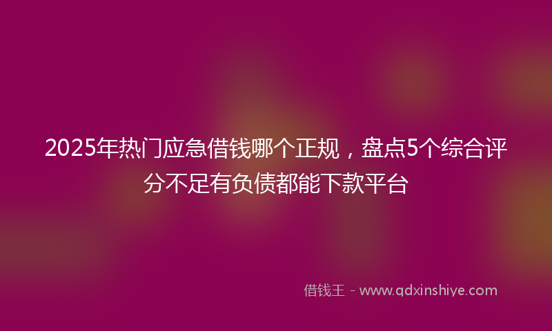 2025年热门应急借钱哪个正规，盘点5个综合评分不足有负债都能下款平台